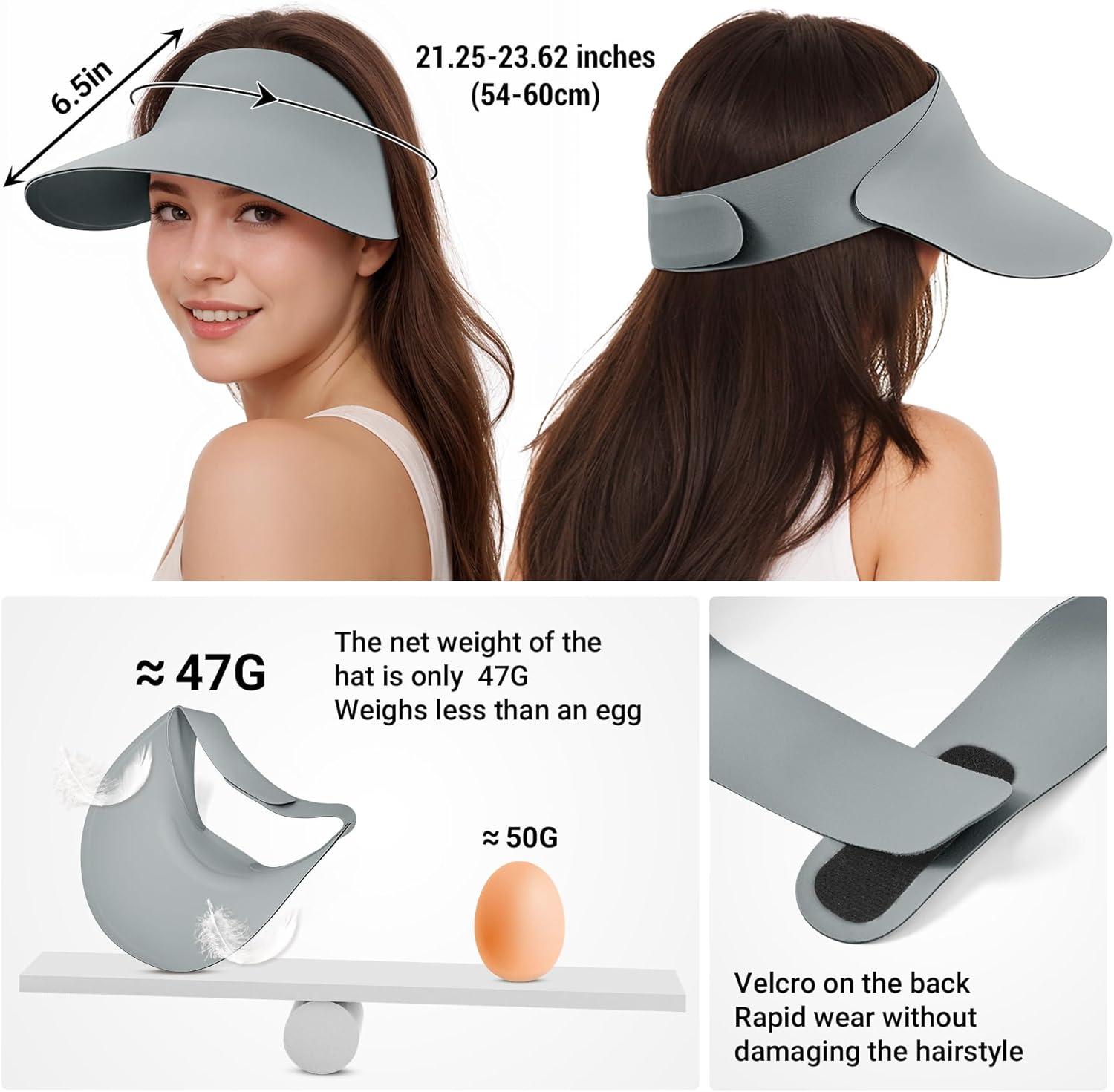 imageSukeen Wide Brim Sun Visor Hat for WomenUPF50 Seamless Sun Hats Lightweight Sports Cap Foldable Ponytail Hat for OutdoorDark Gray