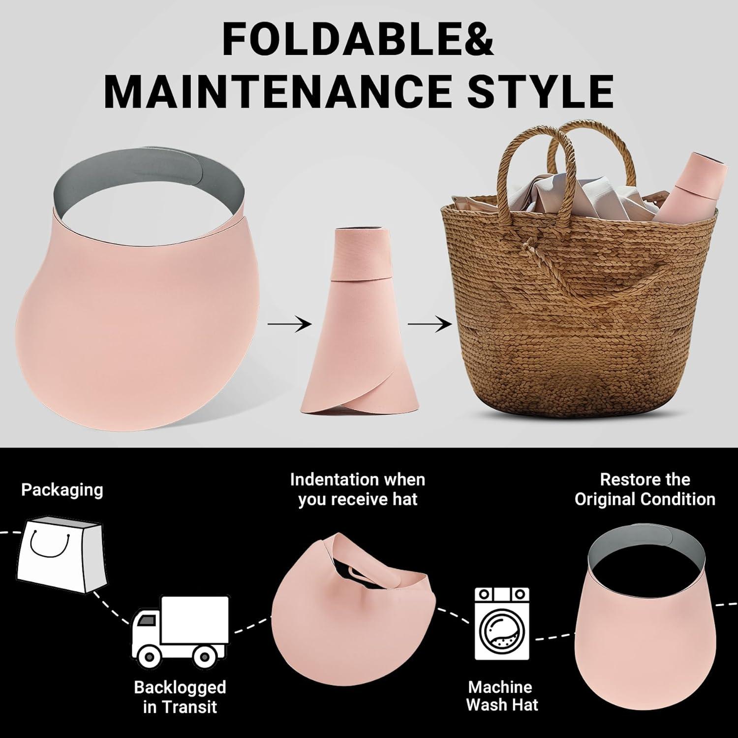 imageSukeen Wide Brim Sun Visor Hat for WomenUPF50 Seamless Sun Hats Lightweight Sports Cap Foldable Ponytail Hat for OutdoorLight Pink