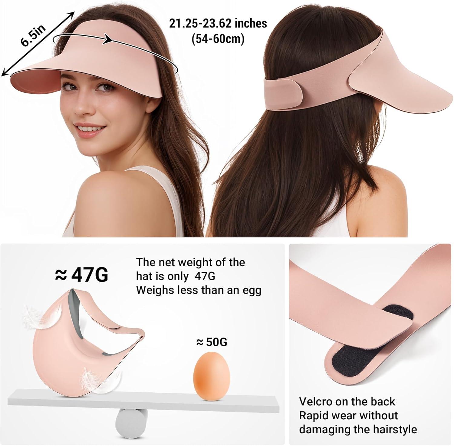 imageSukeen Wide Brim Sun Visor Hat for WomenUPF50 Seamless Sun Hats Lightweight Sports Cap Foldable Ponytail Hat for OutdoorLight Pink