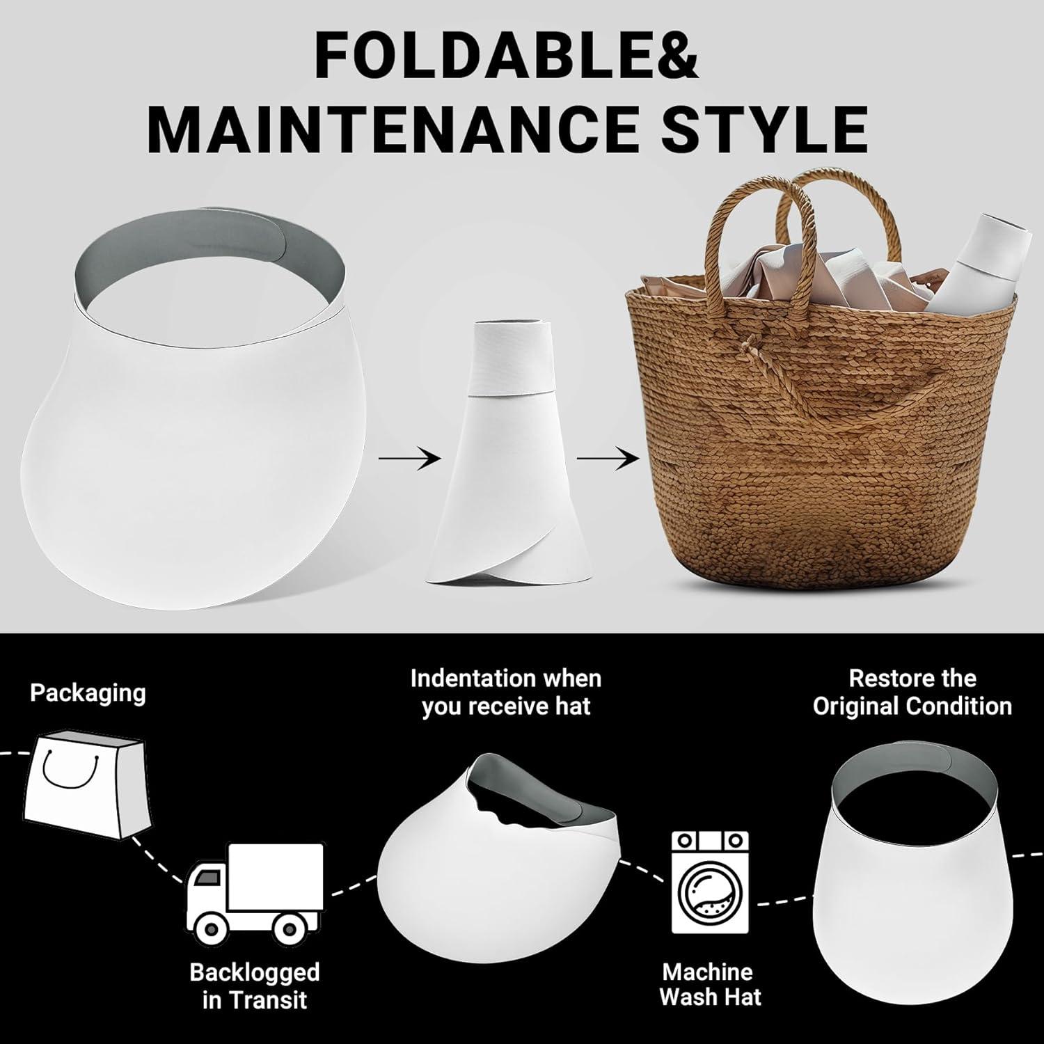 imageSukeen Wide Brim Sun Visor Hat for WomenUPF50 Seamless Sun Hats Lightweight Sports Cap Foldable Ponytail Hat for OutdoorPure White