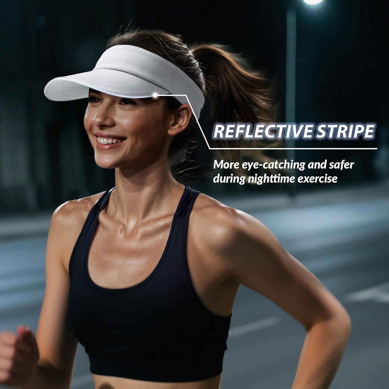 imageSukeen Womens Adjustable Fit Runners Lightweight Comfort Performance Visor Sports Sun Visor One Size Fits MostWhite