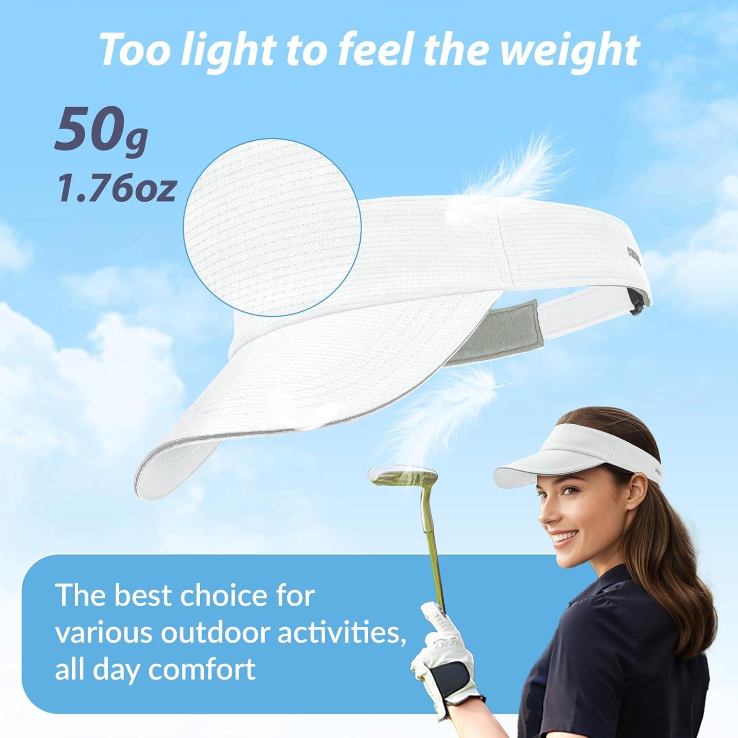 imageSukeen Womens Adjustable Fit Runners Lightweight Comfort Performance Visor Sports Sun Visor One Size Fits MostWhite