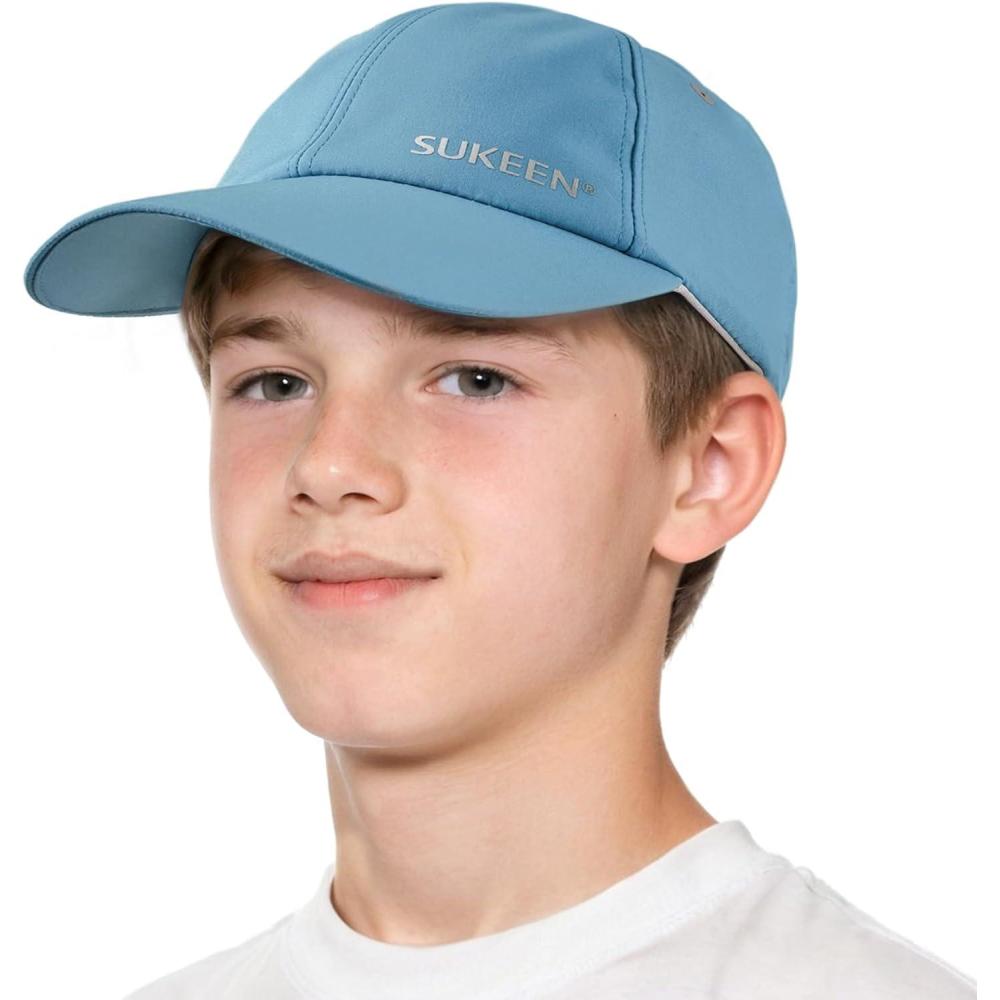 imageSukeen Kids Sun Hats for Girls Boys Quick Drying Baseball Cap Lightweight Sun Protection Hat for Outdoor Activity Azure Blue