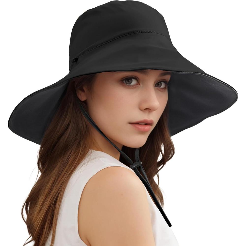 imageSukeen Wide Brim Sun Hats for Women Men Double Sided Wearing Fishing Hats UPF50 Cooling Bucket Hat for Beach Hiking OutdoorRed