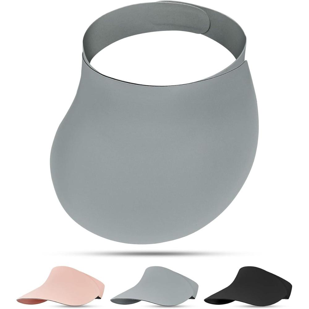imageSukeen Wide Brim Sun Visor Hat for WomenUPF50 Seamless Sun Hats Lightweight Sports Cap Foldable Ponytail Hat for OutdoorDark Gray