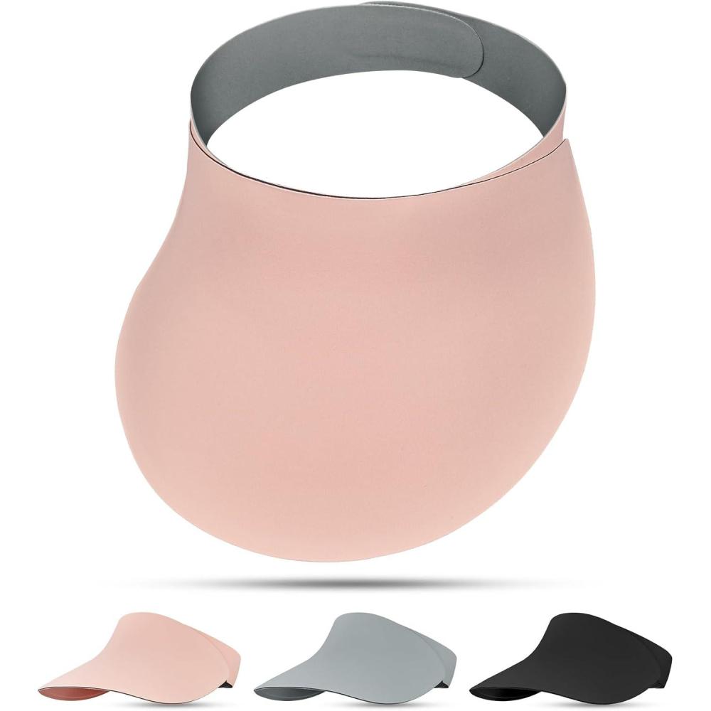 imageSukeen Wide Brim Sun Visor Hat for WomenUPF50 Seamless Sun Hats Lightweight Sports Cap Foldable Ponytail Hat for OutdoorLight Pink