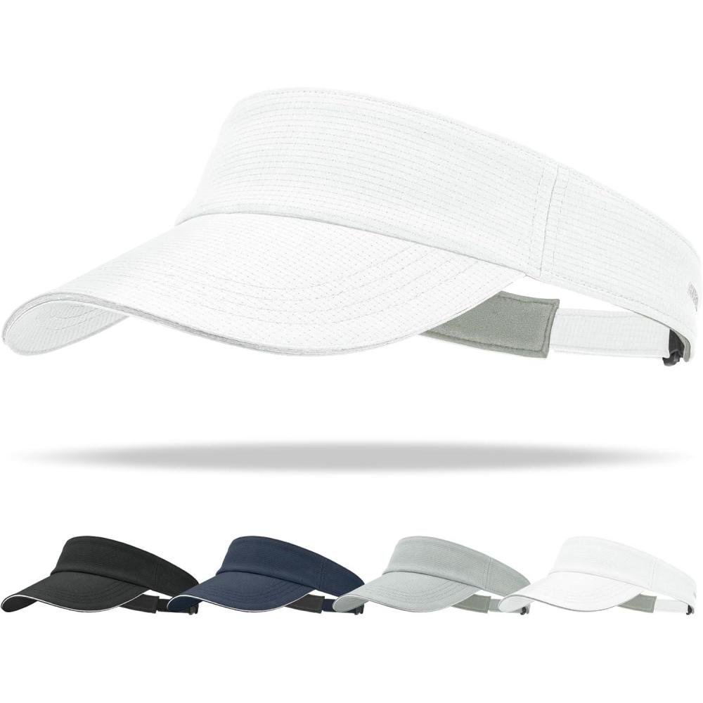 imageSukeen Womens Adjustable Fit Runners Lightweight Comfort Performance Visor Sports Sun Visor One Size Fits MostWhite