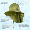 imageSukeen Cooling Sun Hat for Men Women UPF50 Wide Brim Fishing Hat with Neck Flap Adjustable Foldable Bucket Hat for HikingArmy Green