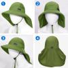 imageSukeen Cooling Sun Hat for Men Women UPF50 Wide Brim Fishing Hat with Neck Flap Adjustable Foldable Bucket Hat for HikingArmy Green
