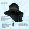 imageSukeen Cooling Sun Hat for Men Women UPF50 Wide Brim Fishing Hat with Neck Flap Adjustable Foldable Bucket Hat for HikingBlack