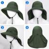 imageSukeen Cooling Sun Hat for Men Women UPF50 Wide Brim Fishing Hat with Neck Flap Adjustable Foldable Bucket Hat for HikingDark Green