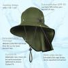 imageSukeen Cooling Sun Hat for Men Women UPF50 Wide Brim Fishing Hat with Neck Flap Adjustable Foldable Bucket Hat for HikingDark Green