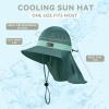 imageSukeen Cooling Sun Hat for Men Women UPF50 Wide Brim Fishing Hat with Neck Flap Adjustable Foldable Bucket Hat for HikingGreen