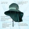 imageSukeen Cooling Sun Hat for Men Women UPF50 Wide Brim Fishing Hat with Neck Flap Adjustable Foldable Bucket Hat for HikingGreen