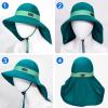 imageSukeen Cooling Sun Hat for Men Women UPF50 Wide Brim Fishing Hat with Neck Flap Adjustable Foldable Bucket Hat for HikingGreen
