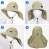 imageSukeen Cooling Sun Hat for Men Women UPF50 Wide Brim Fishing Hat with Neck Flap Adjustable Foldable Bucket Hat for HikingKhaki