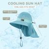 imageSukeen Cooling Sun Hat for Men Women UPF50 Wide Brim Fishing Hat with Neck Flap Adjustable Foldable Bucket Hat for HikingLight Blue