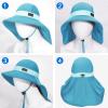 imageSukeen Cooling Sun Hat for Men Women UPF50 Wide Brim Fishing Hat with Neck Flap Adjustable Foldable Bucket Hat for HikingLight Blue
