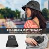 imageSukeen Cotton Bucket Hat for Men Women Adjustable Knob Sun Hat UPF 50 Wide Brim Fishing Hat for Walking Daily OutdoorBlack
