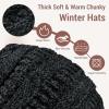 imageSukeen Knit Beanie Hat for Women Thick Fleece Lined Winter Hat Warm Skull Cap Fashionable Knit Hat for OutdoorBlack
