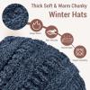 imageSukeen Knit Beanie Hat for Women Thick Fleece Lined Winter Hat Warm Skull Cap Fashionable Knit Hat for OutdoorBlue