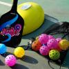 imageSukeen Outdoor Pickleball Balls with Mesh Bag 40 Holes Pickleball Balls Outdoor High Bounce Pickle Balls for All Style Pickleball PaddlesNeon GreenBlueRose RedOrange