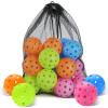 imageSukeen Outdoor Pickleball Balls with Mesh Bag 40 Holes Pickleball Balls Outdoor High Bounce Pickle Balls for All Style Pickleball PaddlesNeon GreenBlueRose RedOrange