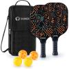 imageSukeen Pickleball Paddles Set of 2 Fiberglass Surface Pickleball Set with Pickleball Rackets Pickle Ball Paddle Set for Men WomenA Yellow Graffiti