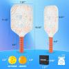 imageSukeen Pickleball Paddles Set of 2 Frosted Cloth Texture Surface Pickleball Paddle Pickleball Set13mm Fiberglass Pickle Ball Rackets 2 Pack Elongated Handle 4 Balls Eraser Off White