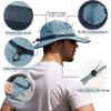 imageSukeen Wide Brim Sun Hats for Men Women Lightweight Fishing Hat UPF50 Foldable Bucket hat for Fishing Hiking BeachAzure