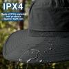 imageSukeen Wide Brim Sun Hats for Men Women Lightweight Fishing Hat UPF50 Foldable Bucket hat for Fishing Hiking BeachBlack