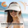 imageSukeen Wide Brim Sun Visor Hat for Women MenUPF50 Seamless Sun Hats Foldable Ponytail Beach Hats for Daily Outdoor SportBeige