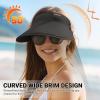 imageSukeen Wide Brim Sun Visor Hat for Women MenUPF50 Seamless Sun Hats Foldable Ponytail Beach Hats for Daily Outdoor SportBlack