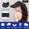 imageSukeen Wide Brim Sun Visor Hat for Women MenUPF50 Seamless Sun Hats Foldable Ponytail Beach Hats for Daily Outdoor SportBlack