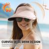 imageSukeen Wide Brim Sun Visor Hat for Women MenUPF50 Seamless Sun Hats Foldable Ponytail Beach Hats for Daily Outdoor SportPink