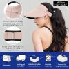 imageSukeen Wide Brim Sun Visor Hat for Women MenUPF50 Seamless Sun Hats Foldable Ponytail Beach Hats for Daily Outdoor SportPink