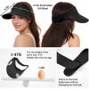 imageSukeen Wide Brim Sun Visor Hat for WomenUPF50 Seamless Sun Hats Lightweight Sports Cap Foldable Ponytail Hat for OutdoorBlack