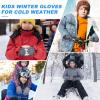imageSukeen Windproof Kids Winter Gloves Soft Warm Touchscreen AntiSlip Boys Winter Gloves for Kids Boys Girls Youth Snow Ski Running Cycling OutdoorGray