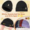 imageSukkeen Kids Winter Beanie Hat for Girls ampamp Boys  Warm Knitted Hat Age 310 Seepage Proof Skull Cap for Daily Outdoor UseBlack