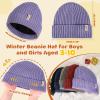imageSukkeen Kids Winter Beanie Hat for Girls ampamp Boys  Warm Knitted Hat Age 310 Seepage Proof Skull Cap for Daily Outdoor UsePurple