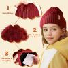 imageSukkeen Kids Winter Beanie Hat for Girls ampamp Boys  Warm Knitted Hat Age 310 Seepage Proof Skull Cap for Daily Outdoor UseWine Red