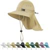 imageSukeen Cooling Sun Hat for Men Women UPF50 Wide Brim Fishing Hat with Neck Flap Adjustable Foldable Bucket Hat for HikingKhaki
