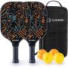 imageSukeen Pickleball Paddles Set of 2 Fiberglass Surface Pickleball Set with Pickleball Rackets Pickle Ball Paddle Set for Men WomenA Yellow Graffiti