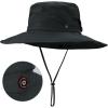 imageSukeen Sun Hat for Men Women Wide Brim Fishing Hat with Adjustable Knob UPF 50 Boonie Hat for Hiking Gardening SafariBlack