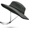 imageSukeen Wide Brim Sun Hats for Men Women Lightweight Fishing Hat UPF50 Foldable Bucket hat for Fishing Hiking BeachDark Grey