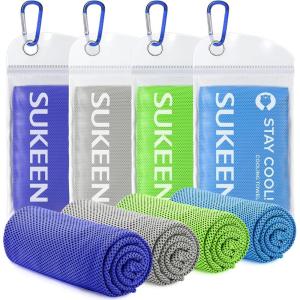 imageSukeen 4 Pack Cooling Towel 40quotx12quotIce TowelSoft Breathable Chilly TowelMicrofiber Towel for YogaSportRunningGymWorkoutCampingFitnessWorkout ampamp More ActivitiesDark BlueGreyGreenBlue