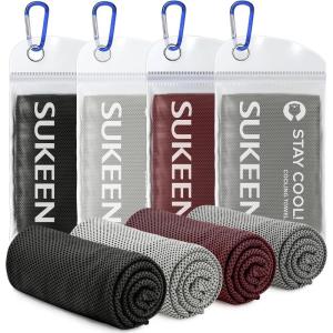 imageSukeen 4 Pack Cooling Towel 40quotx12quotIce TowelSoft Breathable Chilly TowelMicrofiber Towel for YogaSportRunningGymWorkoutCampingFitnessWorkout ampamp More ActivitiesDark GreyGreyBrownBlack