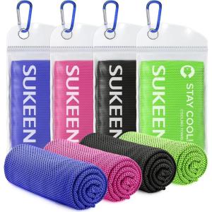 imageSukeen 4 Pack Cooling Towel 40quotx12quotIce TowelSoft Breathable Chilly TowelMicrofiber Towel for YogaSportRunningGymWorkoutCampingFitnessWorkout ampamp More ActivitiesDark BlueGreenBlackPink