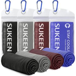 imageSukeen 4 Pack Cooling Towel 40quotx12quotIce TowelSoft Breathable Chilly TowelMicrofiber Towel for YogaSportRunningGymWorkoutCampingFitnessWorkout ampamp More ActivitiesDark Blue Dark GreyBrownBlack
