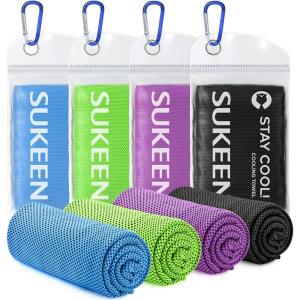 imageSukeen 4 Pack Cooling Towel 40quotx12quotIce TowelSoft Breathable Chilly TowelMicrofiber Towel for YogaSportRunningGymWorkoutCampingFitnessWorkout ampamp More ActivitiesBluePurpleBlackGreen
